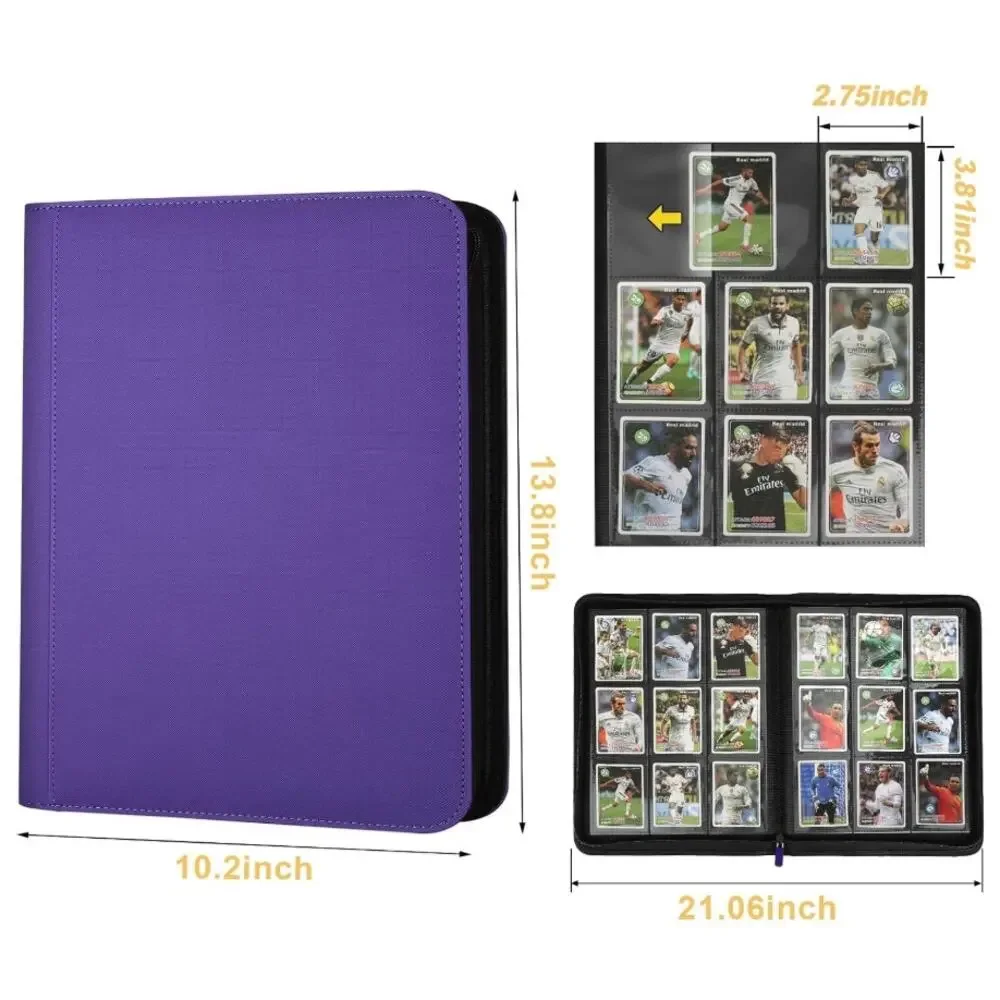 360-Card 9-Pocket Trading Card Binder Side Loading Zipper Album Purple NEW